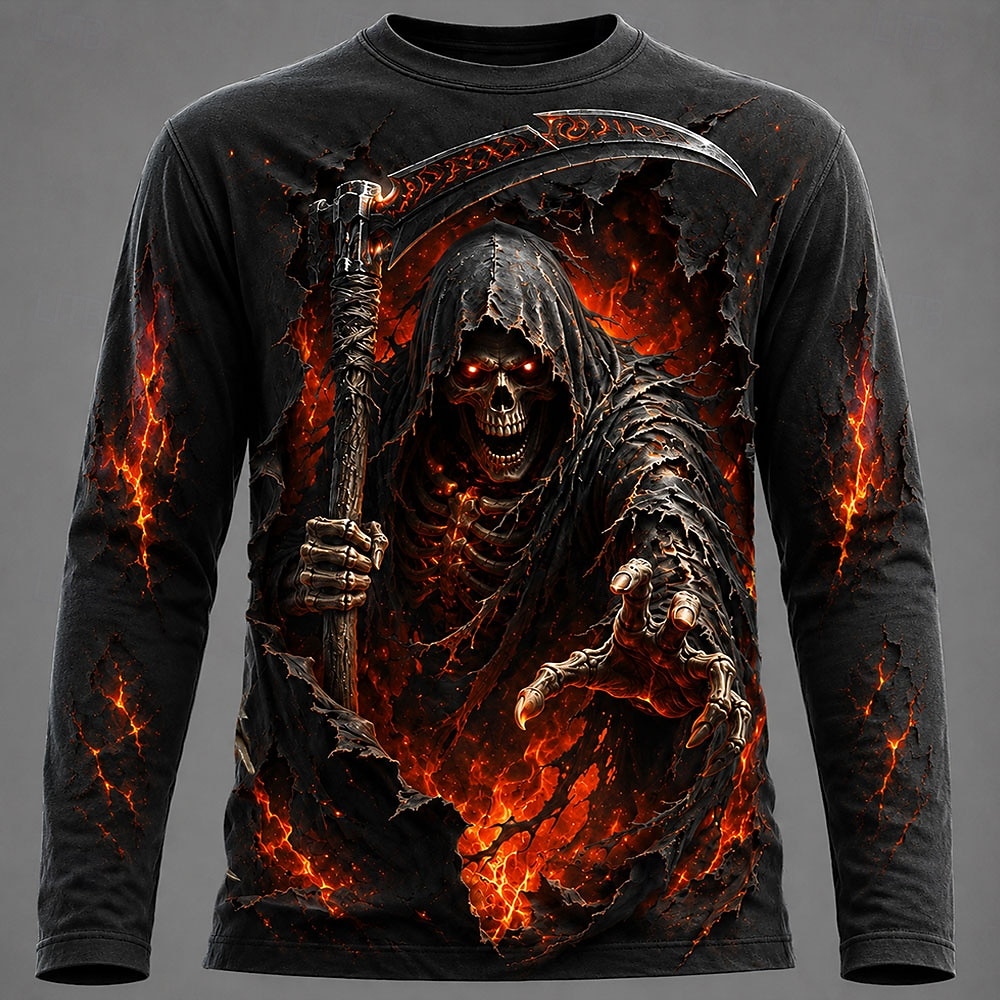 3D Printing Kpop - Kaos Pria Halloween dengan Grafis 3D,